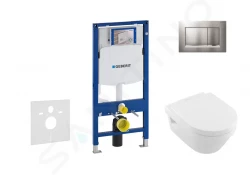 GEBERIT - Duofix Modul na závesné WC s tlačidlom Sigma30, matný chróm/chróm + Villeroy Boch - WC a doska, DirectFlush, SoftClose, CeramicPlus (111.300.00.5 NB7)