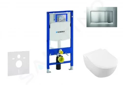 GEBERIT - Duofix Modul na závesné WC s tlačidlom Sigma30, matný chróm/chróm + Villeroy Boch - WC a doska, DirectFlush, SoftClose, CeramicPlus (111.300.00.5 NI7)