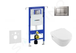 GEBERIT - Duofix Modul na závesné WC s tlačidlom Sigma30, matný chróm/chróm + Villeroy Boch - WC a doska, DirectFlush, SoftClose, CeramicPlus (111.355.00.5 NB7)