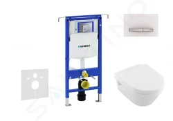 GEBERIT - Duofix Modul na závesné WC s tlačidlom Sigma50, alpská biela + Villeroy Boch - WC a doska, DirectFlush, SoftClose, CeramicPlus (111.355.00.5 NB8)