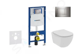 GEBERIT - Duofix Set predstenovej inštalácie, klozetu a dosky Ideal Standard Tesi, tlačidla Sigma30, Rimless, SoftClose, lesklý chróm/chróm mat (111.300.00.5 NE6)