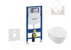 GEBERIT - Duofix Set predstenovej inštalácie, klozetu a dosky Villeroy & Boch, tlačidla Sigma20, DirectFlush, SoftClose, CeramicPlus, biela/chróm (111.300.00.5 NB4)