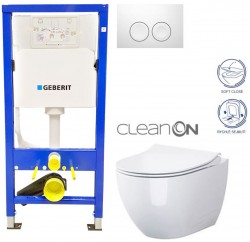 GEBERIT DuofixBasic s bielym tlačidlom DELTA21 + WC CERSANIT ZEN CLEANON + SEDADLO (458.103.00.1 21BI HA1)