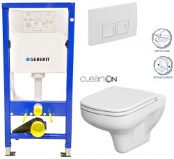 GEBERIT DuofixBasic s bielym tlačidlom DELTA50 + WC CERSANIT CLEANON COLOUR + SEDADLO (458.103.00.1 50BI CN1)