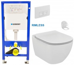 GEBERIT DuofixBasic s bielym tlačidlom DELTA50 + WC Ideal Standard Tesi se sedlem RIMLESS (458.103.00.1 50BI TE2)