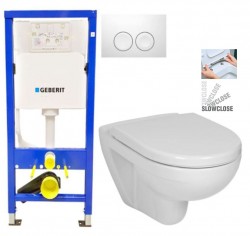 GEBERIT DuofixBasic s bílým tlačítkem DELTA21 + WC JIKA LYRA PLUS + SEDÁTKO DURAPLAST SLOWCLOSE (458.103.00.1 21BI LY5)