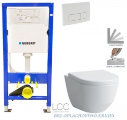 GEBERIT DuofixBasic s bílým tlačítkem DELTA51 + WC LAUFEN PRO LCC RIMLESS + SEDÁTKO (458.103.00.1 51BI LP2)