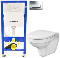 GEBERIT DuofixBasic s chrómovým tlačidlom DELTA51 + WC CERSANIT DELFI + SEDADLO (458.103.00.1 51CR DE1)