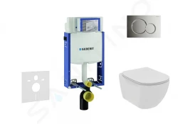 GEBERIT - Kombifix Modul na závesné WC s tlačidlom Sigma01, lesklý chróm + Ideal Standard Tesi - WC a doska, Rimless, SoftClose (110.302.00.5 NE2)