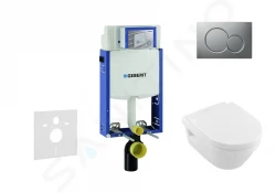 GEBERIT - Kombifix Modul na závesné WC s tlačidlom Sigma01, matný chróm + Villeroy Boch - WC a doska, DirectFlush, SoftClose, CeramicPlus (110.302.00.5 NB3)