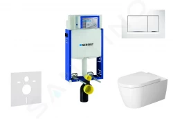 GEBERIT - Kombifix Modul na závesné WC s tlačidlom Sigma30, biela/lesklý chróm + Duravit ME by Starck - WC a doska, Rimless, SoftClose (110.302.00.5 NM5)