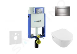 GEBERIT - Kombifix Modul na závesné WC s tlačidlom Sigma30, lesklý chróm/chróm mat + Villeroy Boch - WC a doska, DirectFlush, SoftClose, CeramicPlus (110.302.00.5 NB6)