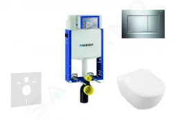 GEBERIT - Kombifix Modul na závesné WC s tlačidlom Sigma30, lesklý chróm/chróm mat + Villeroy Boch - WC a doska, DirectFlush, SoftClose, CeramicPlus (110.302.00.5 NI6)