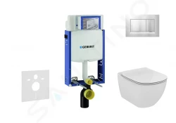 GEBERIT - Kombifix Modul na závesné WC s tlačidlom Sigma30, matný chróm/chróm + Ideal Standard Tesi - WC a doska, Aquablade, SoftClose (110.302.00.5 NU7)