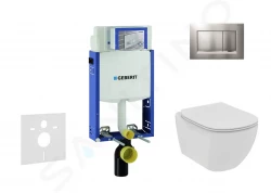 GEBERIT - Kombifix Modul na závesné WC s tlačidlom Sigma30, matný chróm/chróm + Ideal Standard Tesi - WC a doska, Rimless, SoftClose (110.302.00.5 NE7)