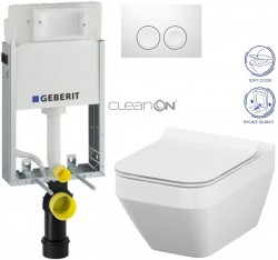 GEBERIT KOMBIFIXBasic vč. bílého tlačítka DELTA 21 + WC CERSANIT CLEANON CREA čtverec + SEDÁTKO (110.100.00.1 21BI CR2)