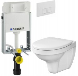 GEBERIT KOMBIFIXBasic vč. bílého  tlačítka DELTA 50 + WC CERSANIT DELFI + SEDÁTKO (110.100.00.1 50BI DE1)