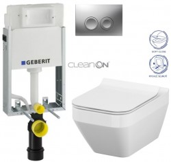 GEBERIT KOMBIFIXBasic vč. matného tlačítka DELTA 25 + WC CERSANIT CLEANON CREA čtverec + SEDÁTKO (110.100.00.1 21MA CR2)