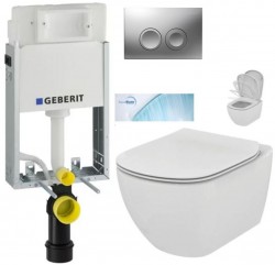 GEBERIT KOMBIFIXBasic vč. matného tlačítka DELTA 25 + WC Ideal Standard Tesi se sedátkem SoftClose, AquaBlade  (110.100.00.1 21MA TE1)