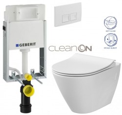 GEBERIT KOMBIFIXBasic vr. bieleho  tlačidla DELTA 50 + WC CERSANIT CLEANON CITY (110.100.00.1 50BI CI1)