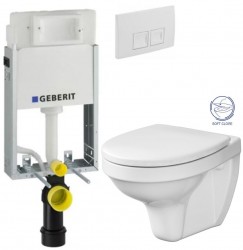 GEBERIT KOMBIFIXBasic vr. bieleho  tlačidla DELTA 50 + WC CERSANIT DELFI + SOFT SEDADLO (110.100.00.1 50BI DE2)