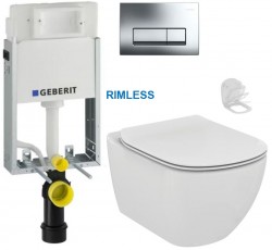 GEBERIT KOMBIFIXBasic vr. chrómového tlačidla DELTA 51 + WC Ideal Standard Tesi se sedlem RIMLESS (110.100.00.1 51CR TE2)