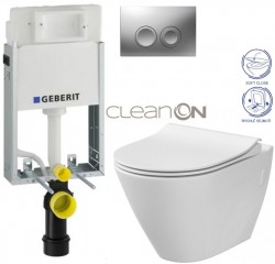 GEBERIT KOMBIFIXBasic vr. matného tlačidla DELTA 25 + WC CERSANIT CLEANON CITY (110.100.00.1 21MA CI1)