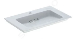 GEBERIT - ONE Umývadlo nábytkové 750x480x130 mm, skrytý prepad, s otvorom na batériu, vodorovný odtok, KeraTect, biela (505.004.00.1)