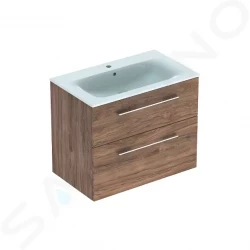 GEBERIT - Selnova Square Umývadlová skrinka 635x788x480 mm, s umývadlom, 2 zásuvky, orech hickory (501.242.00.1)