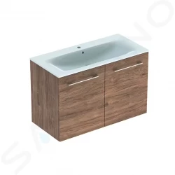 GEBERIT - Selnova Square Umývadlová skrinka 635x988x480 mm, s umývadlom, 2 dvierka, orech hickory (501.262.00.1)