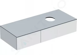 GEBERIT - VariForm Umývadlová skrinka, 1350x510x235 mm, 2 zásuvky a zápachová uzávierka, lesklá biela/matná biela (501.177.00.1)