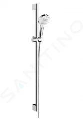 HANSGROHE - Crometta Sprchová súprava Vario 100, 2 prúdy, EcoSmart 9 l/min, sprchová tyč 900 mm, biela/chróm (26538400)