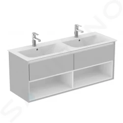 IDEAL STANDARD - Connect Air Skrinka pod dvojumývadlo, 1300x440x517 mm, lesklá svetlosivá/biela mat (E0831EQ)