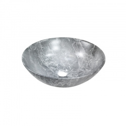 INVENA - Umývadlo na dosku TINOS, 39,5 cm, efekt šedého matného mramoru (CE-43-707-C)