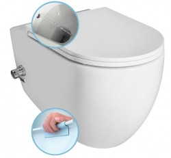 ISVEA - INFINITY CLEANWASH závesná WC misa Rimless, integrovaný ventil a bidetová spŕška 36,5x53cm, biela (10NFS1001I)