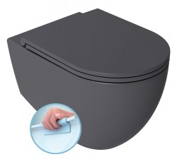ISVEA - INFINITY závesná WC misa, Rimless, 36,5x53cm, antracit (10NF02001-2C)