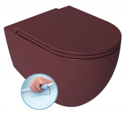 ISVEA - INFINITY závesná WC misa, Rimless, 36,5x53cm, Matná maroon Red (10NF02001-2R)