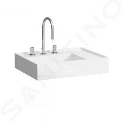 Laufen - Kartell Umývadlo, 600 mm x 460 mm, biela – s 3 otvormi na batériu, bez prepadu (H8103340001581)