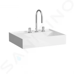 Laufen - Kartell Umývadlo, 600 mm x 460 mm, biela – s 3 otvormi na batériu, bez prepadu (H8103350001581)