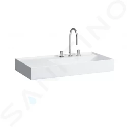 Laufen - Kartell Umývadlo, 900 mm x 460 mm, biela – s 3 otvormi na batériu, bez prepadu (H8103390001581)