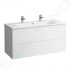 Laufen - Pro S Skrinka s dvojumývadlom, 1200x610x500 mm, 2 zásuvky, lesklá biela (H8649632611071)