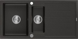 MEXEN - Andres granitový drez 1.5 s odkvapkávačom 1000x500 mm, čierna / zlatá kovová (6515101510-75)