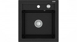 MEXEN - Bunky Vito granitový drez 1 520x490 mm, čierna / strieborná metalíza (6503521000-73)
