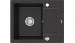 MEXEN - Enzo granitový drez 1-misa drez s vypúšťaním krátky Board 576x465 mm, čierna škvrnité (6506571005-76)