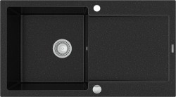MEXEN - Leo granitový drez 1 s odkvapkávačom 900x500 mm, čierna / strieborná metalíza (6501901010-73)