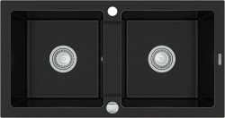 MEXEN - Mario granitový drez 2-bowl 820x436 mm, čierna (6504822000-77)