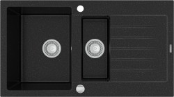MEXEN - Matias žula drez 1,5-misa drez s vypúšťaním krátky Board 900x505 mm, čierna / strieborná metalíza (6502901505-73)
