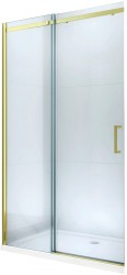 MEXEN - OMEGA posuvné dvere 130x190 cm 8 mm zlatá, transparent so sadou pre niku (825-130-000-50-00)