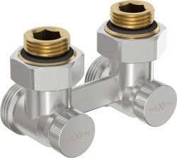 MEXEN - Rovný radiátorový ventil DN50 1/2"x3/4", nikl - W912-012-01 (W911-012-01)