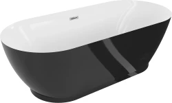MEXEN - ROXY volně stojící vana 180x85 cm, bílá/černá bez krytky přepadu a zátky (51201808575-SS)
